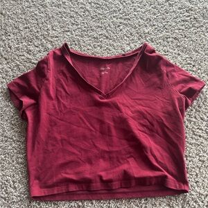 Wild Fable Red Fitted Crop T-Shirt Short Sleeve